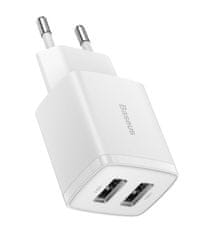 Baseus nabíjačka do siete Compact 2xUSB 10,5W biela