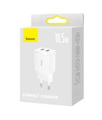 Baseus nabíjačka do siete Compact 2xUSB 10,5W biela