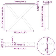 Vidaxl Nohy konferenčného stolíka 2 ks Antracit 60x(42-43,3) cm Oceľ