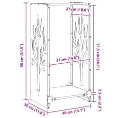 Vidaxl Regál na krbové drevo, 40x30x80 cm, za studena lisovaná oceľ