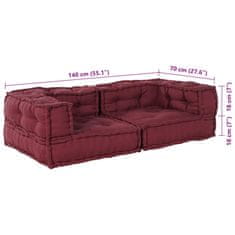 Vidaxl Modular Pouffe Maroon 140x70x36 Látka