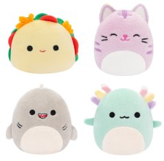 SQUISHMALLOWS Micromallows 4Pack - Axolotl, Mačka, Taco, Žralok