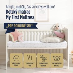 Vitapur Detský matrac My first mattress, 60x120cm, Ahoj malá, snívaj vo veľkom! Matrac určený len pre deti. Neprerušovaný a sladký spánok dieťaťa.