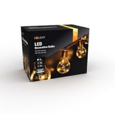 Solight LED dekoratívne žiarovky na prírodnom povraze, 10x žiarovka, 30LED, 180cm, časovač 3x AA