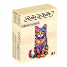 Kruzzel 22878 Dřevěné puzzle kočka 130 dílů, 38 x 24 cm