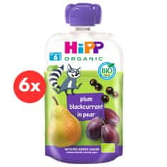 HiPP BIO 100% ovocia Hruška-Čierne ríbezle-Slivka 6 x 100 g