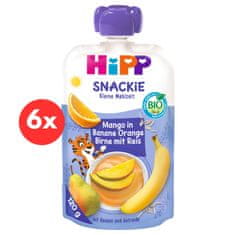 HiPP BIO Snackie Hruška-Pomaranč-Mango-Banán-Ryžová múka 6 x 120 g