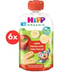 HiPP BIO Hippies Jablko-Banán-Baby sušienky, 6x 100 g