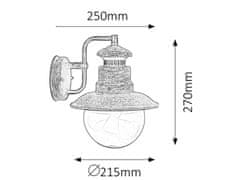 Rabalux Rabalux vonkajšie nástenné svietidlo Odessa E27 1x MAX 60W anticky hnedá IP44 8163