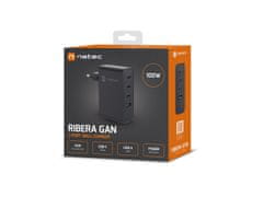 Univerzálna USB nabíjačka Natec GaN 100W, 3X USB-C, 1X USB-A, Čierna