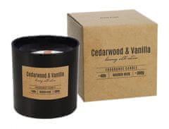 Sviečka v skle CEDARWOOD VANILLA vonná drevený knôt 300g