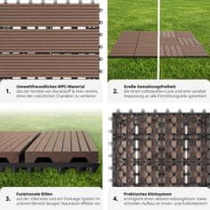 tectake Súprava terasových dlaždíc Tegulas - 11 kusov, WPC vo vzhľade dreva