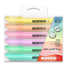 KORES Zvýrazňovač Kores High Liner Pastel, 6 farieb