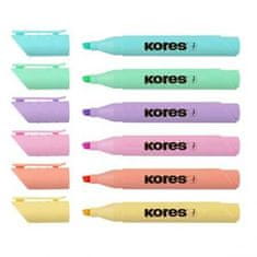 KORES Zvýrazňovač Kores High Liner Pastel, 6 farieb