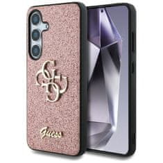 Guess Originálny zadný kryt Fixed Glitter Big 4G Metal Logo pre Samsung Galaxy S25 ružový