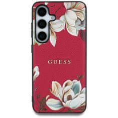 Guess Originálny zadný kryt Grained Printed Flower Pattern Magsafe pre Samsung Galaxy S25 Ultra fuchsiový