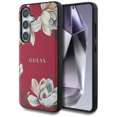 Guess Originálny zadný kryt Grained Printed Flower Pattern Magsafe k Samsung Galaxy S25 fuchsia