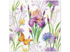 Obrúsky 20ks Iris with butterfly 33x33 cm