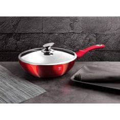 Berlingerhaus Panvica WOK s pokrievkou s mramorovým povrchom 28 cm Burgundy Metallic Line