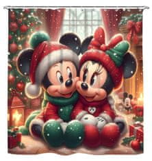 EXCELLENT Dizajnová multifunkčná záclona 180x180 cm - Mickey a Minnie / Červené a zelené Vianoce