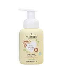 Attitude Detská umývacia pena na telo a vlasy s vôňou hruškovej šťavy Baby Leaves (Hair & Body Foaming Wash) 295 ml