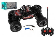 Teddies Auto RC Off-Road vypúšťajúca paru plast 26cm 27MHz dobíjací pack+batérie so svetlom červené v krab.