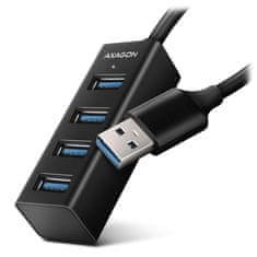 AXAGON HUE-M1AL, 4x USB 3.2 Gen 1 MINI húb, kovový, kábel USB-A 1.2m