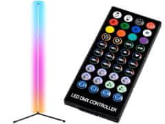 Verk  12330 Rohová LED stojacia lampa RGB, diaľkové ovládanie, 150 cm, čierna