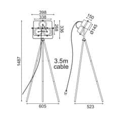 ACA ACA Lighting stojacia lampa LIGHTING 3XE27 čierna kovová 60X60XH149CM CAMERON AR1173F149B