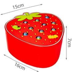 Kruzzel 22411 Dřevěná magnetická hra Lovení červíků jahoda