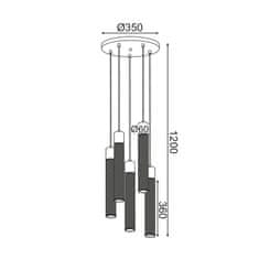 ACA ACA Lighting závesné svietidlo 5XE27 čierna kov D35XH120CM ALCATRAZ OD605P35BK