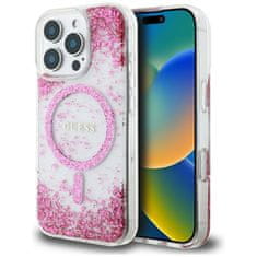 Guess Originálny zadný kryt HC Resin Bottom Glitter Magsafe pre iPhone 16 Pro Max ružový