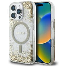 Guess Originálny zadný kryt HC Resin Bottom Glitter Magsafe pre iPhone 16 Pro Max zlatý