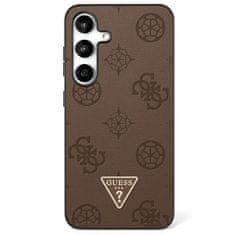 Guess Originálny zadný kryt Grained Hot Stamp Peony Pattern Triangle Logo MagSafe pre Samsung Galaxy S25 Ultra brown