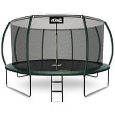 Aga SPORT EXCLUSIVE Trampolína 430 cm Tmavozelená + ochranná sieť + rebrík