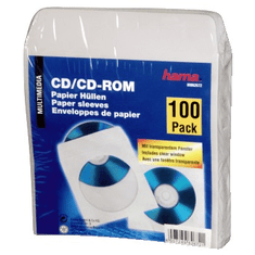 HAMA ochranný obal pre CD/DVD, 100ks/bal, biely, balenie PE fólie - NÁHRADA POD OBJ. Č. 51174