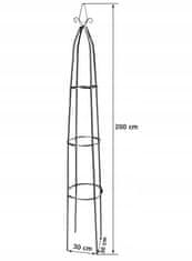 Planta Kovová záhradná podpera 200x30x30cm Okrúhla na popínavé rastliny