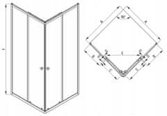 Deante Štvorcový sprchový kút 90x90x185cm Priehľadné sklo