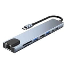 MG H1 9in1 HUB adaptér USB-C, sivý