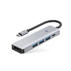 Tech-protect HB01 HUB adaptér USB-C - 3x USB 3.0 / HDMI 4K / USB-C 100W, šedý