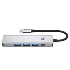 Tech-protect HB01 HUB adaptér USB-C - 3x USB 3.0 / HDMI 4K / USB-C 100W, šedý