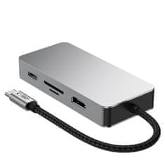 Tech-protect HB05 HUB adaptér USB-C - 3x USB / HDMI 4K / SD / TF / USB-C 100W / RJ45, šedý