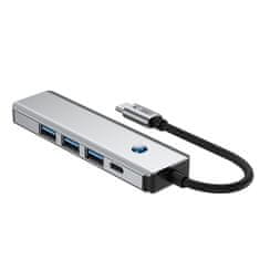 Tech-protect HB01 HUB adaptér USB-C - 3x USB 3.0 / HDMI 4K / USB-C 100W, šedý