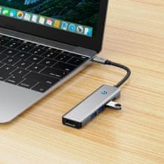 Tech-protect HB01 HUB adaptér USB-C - 3x USB 3.0 / HDMI 4K / USB-C 100W, šedý