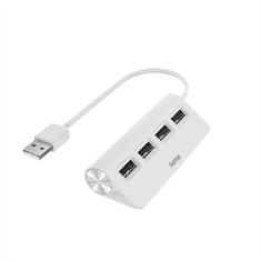 HAMA USB hub, 4 porty, USB 2.0, 480 Mbit/s, biely