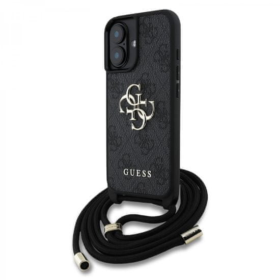 Guess Zadný kryt PU 4G Metal Logo Crossbody Strap pre iPhone 16 Black