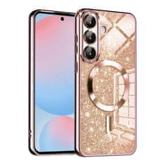 Techsuit Luxury Glitter MagSafe puzdro pre Samsung Galaxy A56 5G - Ružovo Zlatá KP36578