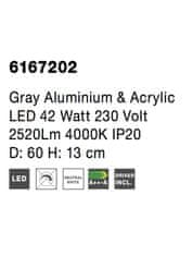 Nova Luce NOVA LUCE stropné svietidlo RANDO šedý hliník a akryl LED 42W 230V 4000K IP20 6167202