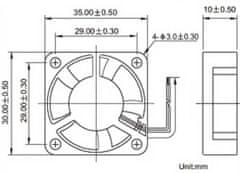 HADEX Ventilátor Pengdalantu 3510 5V 35x35x10mm, kluzná ložiska