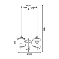 ACA Závesné stropné svietidlo PARACHUTE max. 3x 35W/GU10/230V/IP20, biele